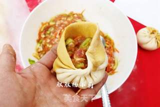 丝瓜胡萝卜肉末包子的做法步骤:13