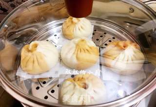 丝瓜胡萝卜肉末包子的做法步骤:16
