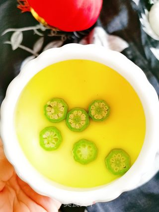 秋葵蒸鸡蛋的做法步骤:9
