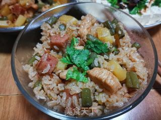 鸡丁豆角焖饭的做法步骤:13