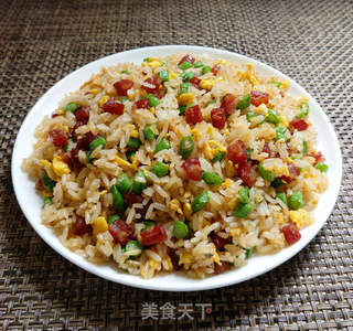 豆角腊肠蛋炒饭的做法步骤:9