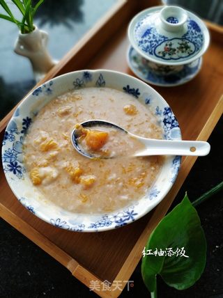 南瓜花生粥的做法步骤:9