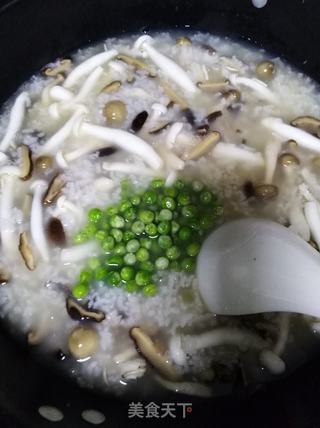 鸡丝青豆菌菇粥的做法步骤:14