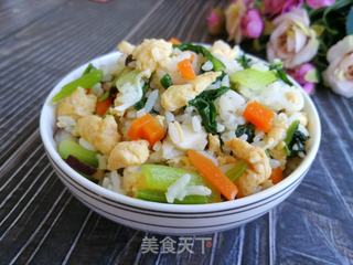 青菜香菇鸡蛋炒饭的做法步骤：10