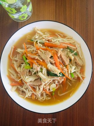瘦肉炒金针菇红萝卜的做法步骤:13