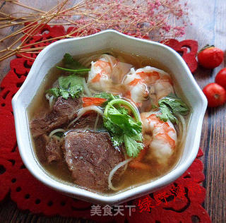 秋季润燥好汤——虾仁牛肉面汤的做法步骤:7