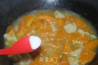 南瓜毛豆疙瘩汤的做法步骤：6