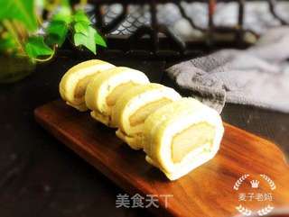 奶油栗蓉蛋糕卷的做法步骤:18