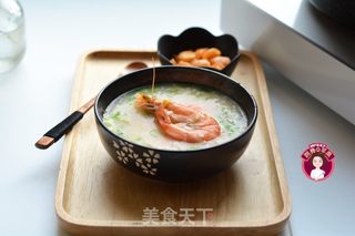 大虾青菜粥的做法步骤:11