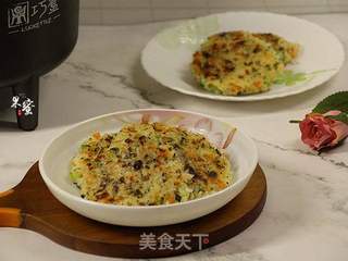 蔬菜虾仁米饭饼的做法步骤：9