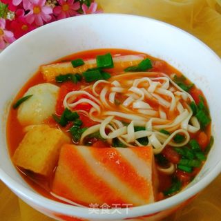 番茄火锅丸子面的做法步骤:6