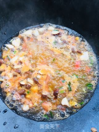 番茄鸡蛋香菇汤面的做法步骤:6