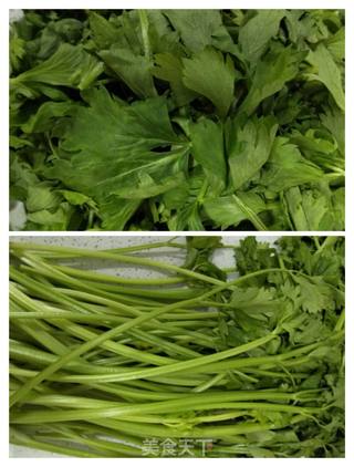 芹菜叶子拌杏仁的做法步骤:2