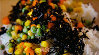 “倾家荡产”买了盒午餐肉,竟然做了这道菜?午餐肉苦荞米饭团的做法步骤:5