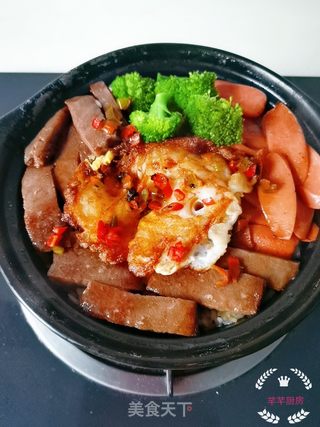 牛排煲仔饭的做法步骤:8