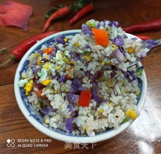 紫甘蓝腊肠蛋炒饭的做法步骤:8