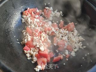 茄子肉末番茄打卤面的做法步骤:5