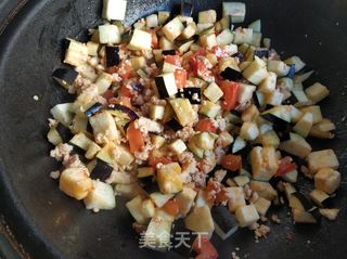 茄子肉末番茄打卤面的做法步骤:6