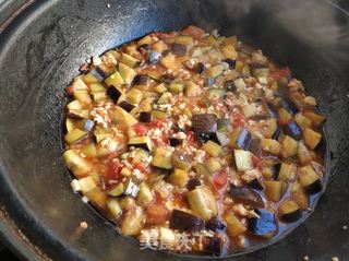 茄子肉末番茄打卤面的做法步骤:8