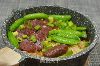 石锅腊肠饭的做法步骤:9