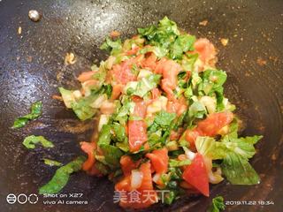 青菜西红柿鸡蛋面的做法步骤：7