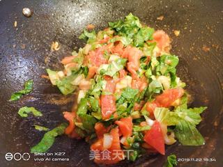 青菜西红柿鸡蛋面的做法步骤:7