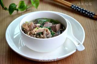 羊肉鸭血荠菜汤的做法步骤:9