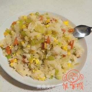 西芹鸡蛋炒米饭的做法步骤:11