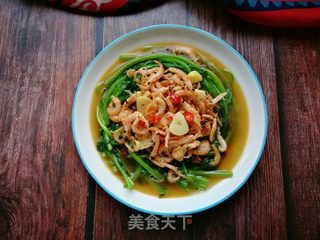 快手小炒:小红虾泼茼蒿的做法步骤:12