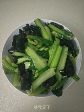 油菜炒木耳的做法步骤:11