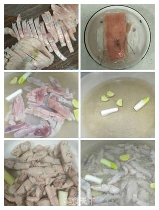 鱼肉炒蒜苔的做法步骤:2