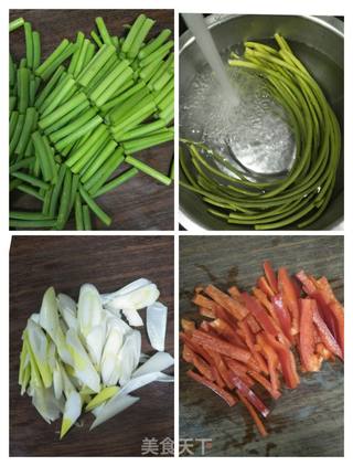 鱼肉炒蒜苔的做法步骤:3