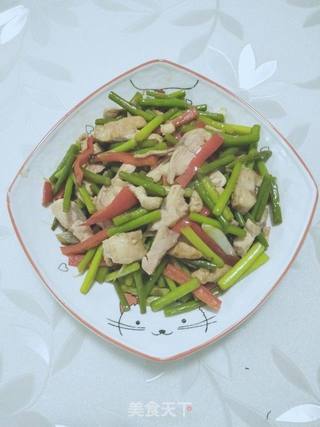 鱼肉炒蒜苔的做法步骤:6