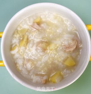 鸡肉栗子双米粥的做法步骤:7