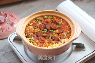 土锅菜系列--西班牙辣肠饭的做法步骤:9