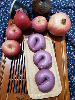 紫色甜甜圈馒头的做法步骤:8