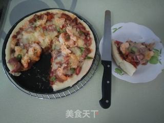 虾仁火腿披萨的做法步骤:12