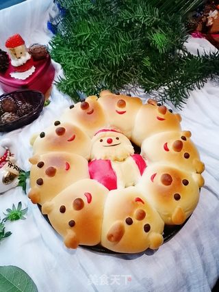 麋鹿花环面包的做法步骤:23