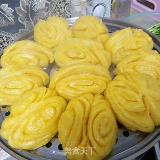 南瓜蝴蝶花卷的做法步骤:12