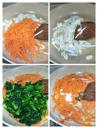 菠菜炒胡萝卜的做法步骤:5
