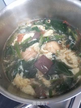 菠菜猪血蛋花汤的做法步骤:14