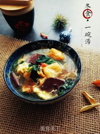 菠菜猪血蛋花汤的做法步骤:15