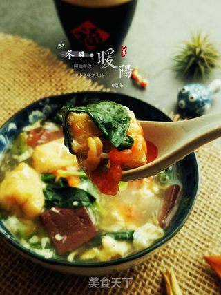 菠菜猪血蛋花汤的做法步骤:17