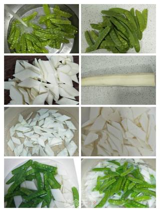 荷兰豆炒山药的做法步骤:2