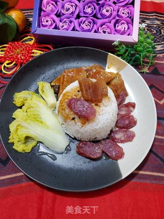 鳗鱼拼腊肠饭的做法步骤:7