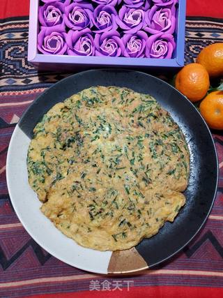 香煎韭菜虾皮蛋饼的做法步骤:10
