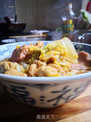 白菜炖午餐肉豆泡的做法步骤:10