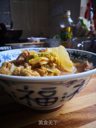 白菜炖午餐肉豆泡的做法步骤:11