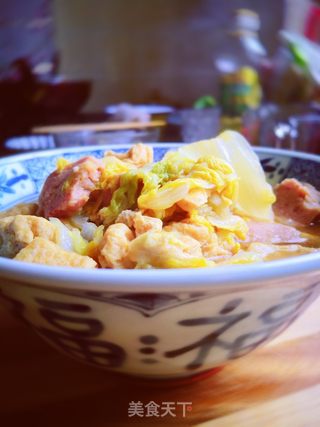 白菜炖午餐肉豆泡的做法步骤:13