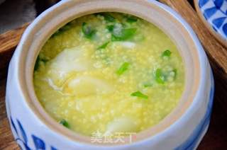 小米百合荠菜粥的做法步骤:8
